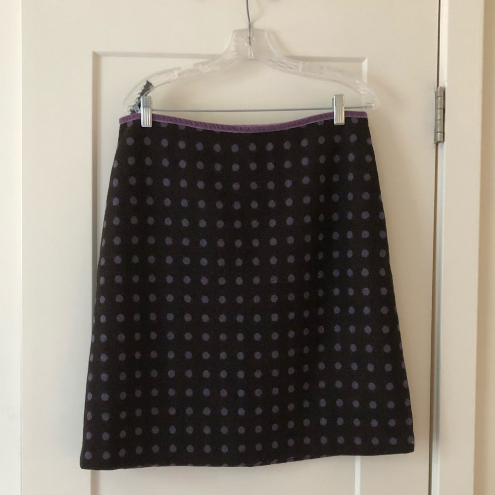 Brown Boden Skirt with Purple Polka Dots